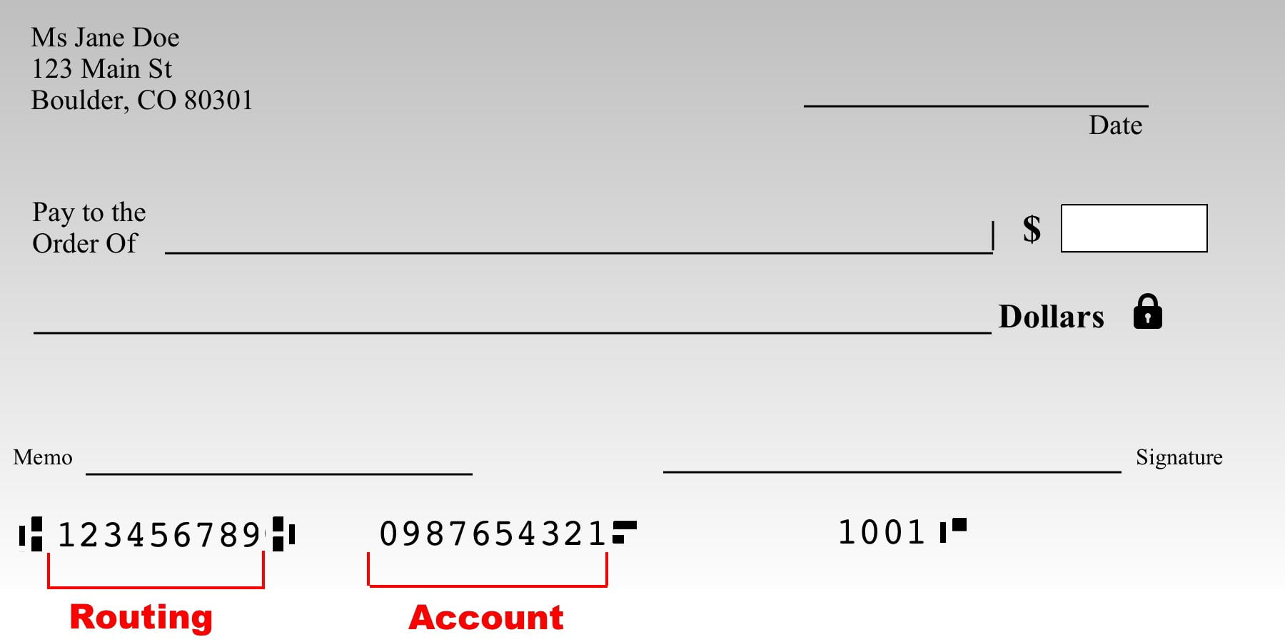 Where is Routing Number on a Bank Check.